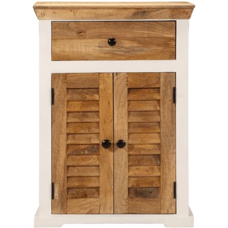 Credenza Bianca e Marrone 55x30x73 cm Massello di Mango Grezzo vidaXL