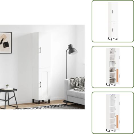 Credenza bianca - vidaXL Credenza Bianca 34,5x34x180 cm in Legno Multistrato - Credenza con ante