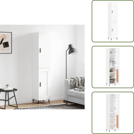 Credenza bianca - vidaXL Credenza Bianca 34,5x34x180 cm in Legno Multistrato - Credenza con ante