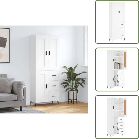 Credenza bianca - vidaXL Credenza Bianca 69,5x34x180 cm in Legno Multistrato - Credenza con ante