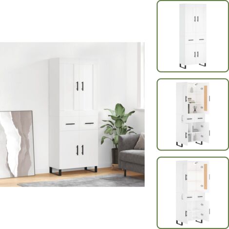 Credenza bianca - vidaXL Credenza Bianca 69,5x34x180 cm in Legno Multistrato - Credenza con ante