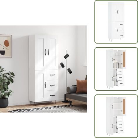 Credenza bianca - vidaXL Credenza Bianca 69,5x34x180 cm in Legno Multistrato - Credenza con ante