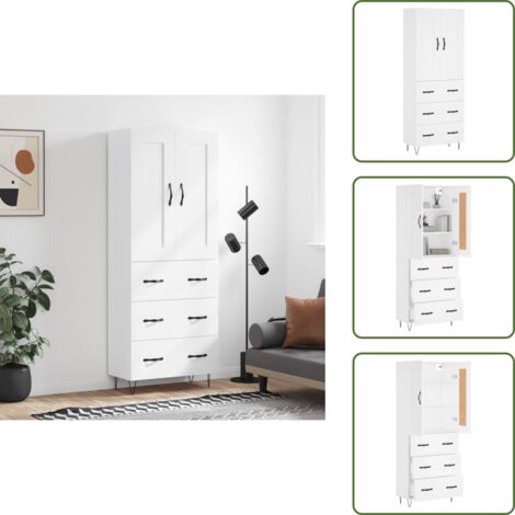 Credenza bianca - vidaXL Credenza Bianca 69,5x34x180 cm in Legno Multistrato - Credenza con ante