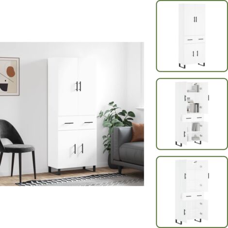 Credenza bianca - vidaXL Credenza Bianca 69,5x34x180 cm in Legno Multistrato - Credenza con ante