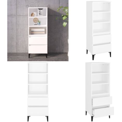 Credenza Bianco 40x36x110 cm in Legno Multistrato - Credenza bianca - Credenza con cassetti