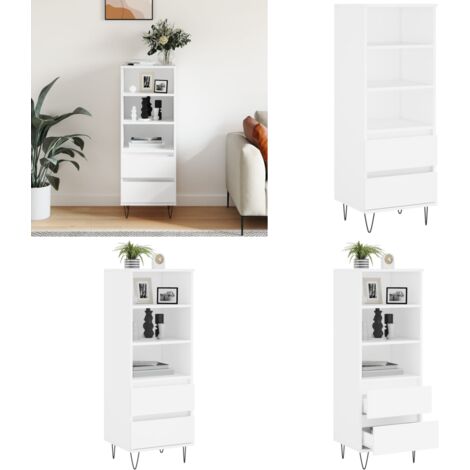 Credenza Bianco 40x36x110 cm in Legno Multistrato - Credenza industriale - Credenza moderna