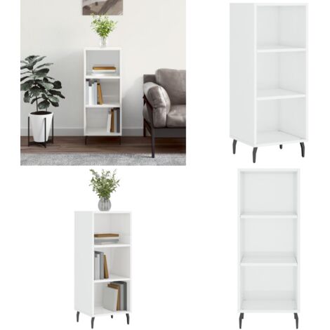 Credenza Bianco Lucido 34,5x32,5x90 cm in Legno Multistrato - Credenza moderna - Credenza in legno multistrato
