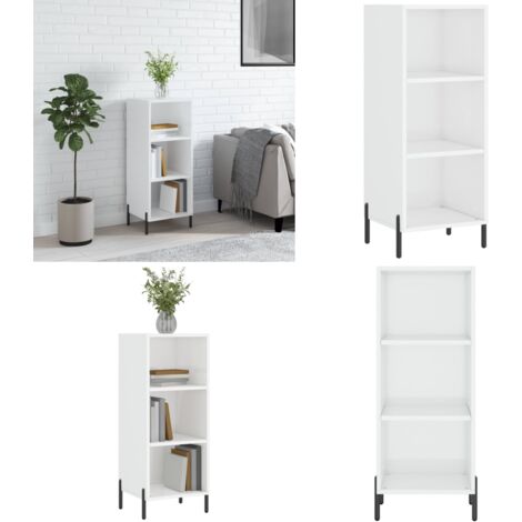 Credenza Bianco Lucido 34,5x32,5x90 cm in Legno Multistrato - Credenza moderna - Credenza in legno multistrato