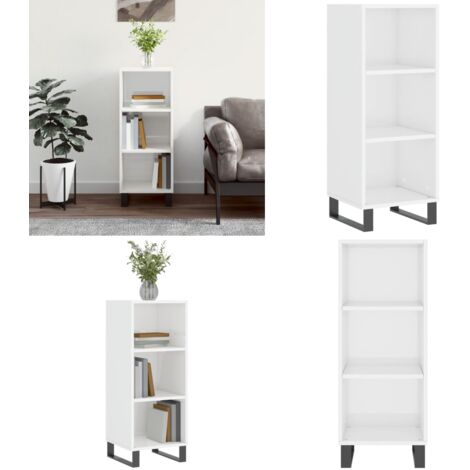 Credenza Bianco Lucido 34,5x32,5x90 cm in Legno Multistrato - Credenza moderna - Credenza in legno multistrato