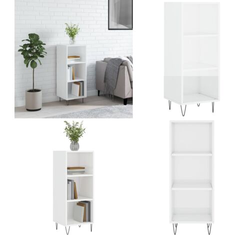 Credenza Bianco Lucido 34,5x32,5x90 cm in Legno Multistrato - Credenza moderna - Credenza in legno multistrato