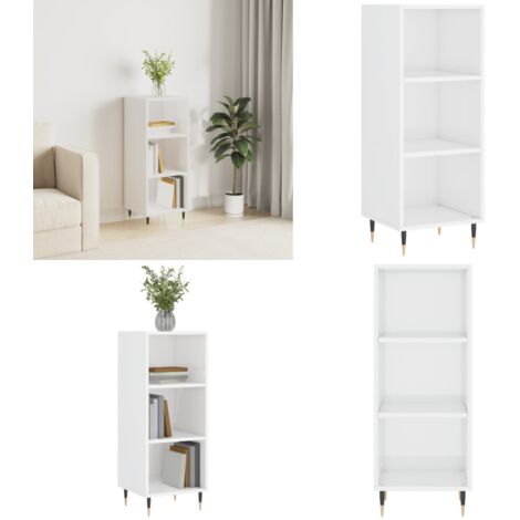 Credenza Bianco Lucido 34,5x32,5x90 cm in Legno Multistrato - Credenza moderna - Credenza in legno multistrato