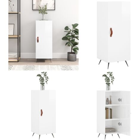 Credenza Bianco Lucido 34,5x34x90 cm in Legno Multistrato - Credenza moderna - Credenza con ante