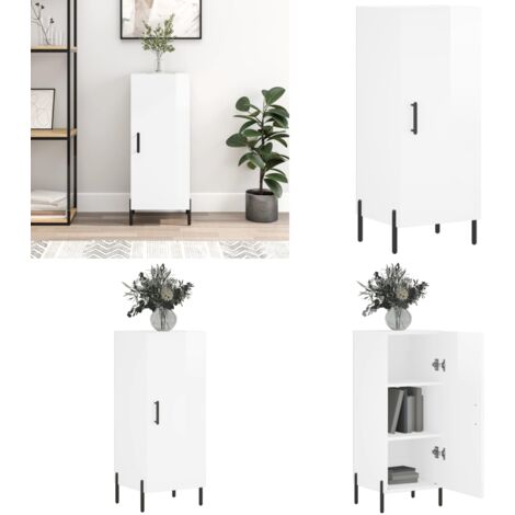 Credenza Bianco Lucido 34,5x34x90 cm in Legno Multistrato - Credenza moderna - Credenza con ante