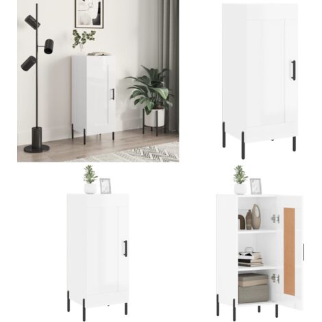 Credenza Bianco Lucido 34,5x34x90 cm in Legno Multistrato - Credenza moderna - Credenza con scomparti