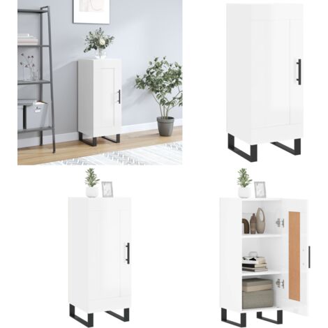 Credenza Bianco Lucido 34,5x34x90 cm in Legno Multistrato - Credenza moderna - Credenza con scomparti