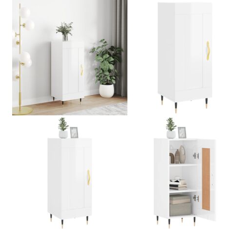 Credenza Bianco Lucido 34,5x34x90 cm in Legno Multistrato - Credenza moderna - Credenza con scomparti
