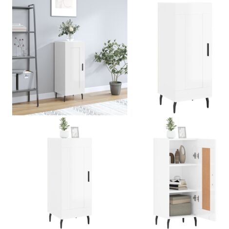 Credenza Bianco Lucido 34,5x34x90 cm in Legno Multistrato - Credenza moderna - Credenza con scomparti