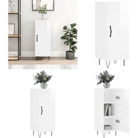 Credenza Bianco Lucido 34,5x34x90 cm in Legno Multistrato - Credenza moderna - Credenza da cucina