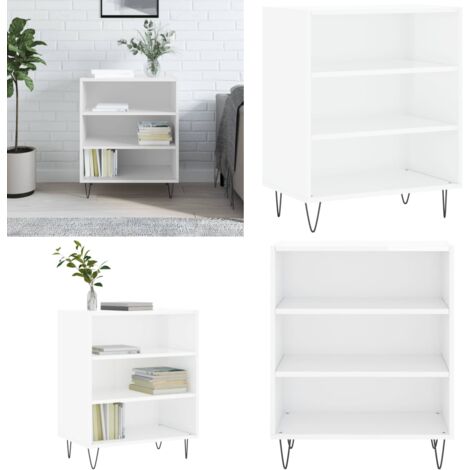 Credenza Bianco Lucido 57x35x70 cm in Legno Multistrato - Credenza moderna - Credenza in legno multistrato