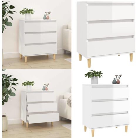 Credenza Bianco Lucido 60x35x70 cm in Legno Multistrato - Credenza moderna - Credenza con cassetti