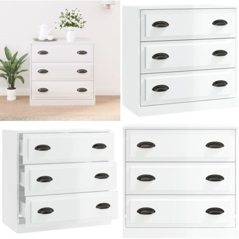 Credenza Bianco Lucido 70x35,5x67,5 cm in Legno Multistrato - Credenza classica - Credenza in legno multistrato