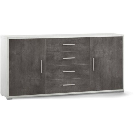 Credenza Bianco Nero Contenitore Mobile 2 Ante 4 Cassetti in Legno Tv