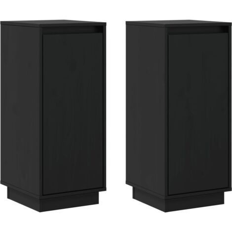 Credenza buffet cassettiera armadio contenitore organizer cucina soggiorno soggiorni set da 2 31,5 x 34 x 75 cm legno massiccio di pino nero 020036894