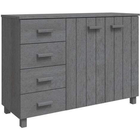 Credenza buffet cassettiera mobile contenitore organizer cucina soggiorno scuro 113 x 40 x 80 cm legno massello di pino grigio 020032164