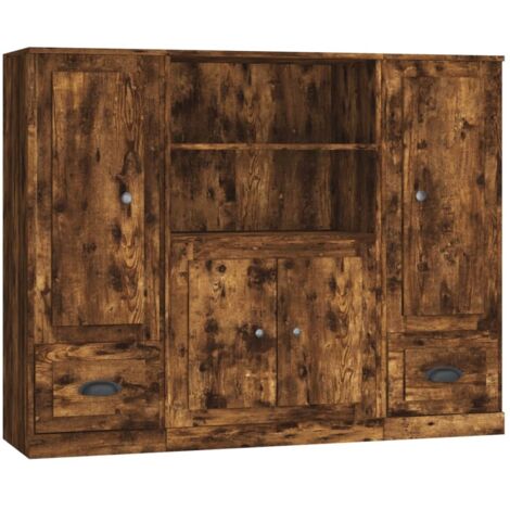 Credenza buffet cassettiera mobile contenitore organizer cucina soggiorno soggiorni 3 pz derivati del legno marrone 020037061
