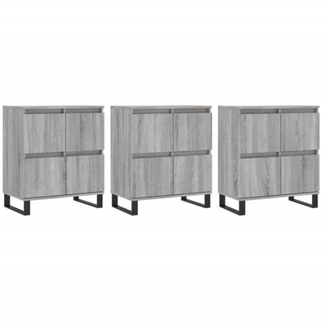 Credenza buffet cassettiera mobile contenitore organizer cucina soggiorno soggiorni 3 pz sonoma MDF grigio 020037175