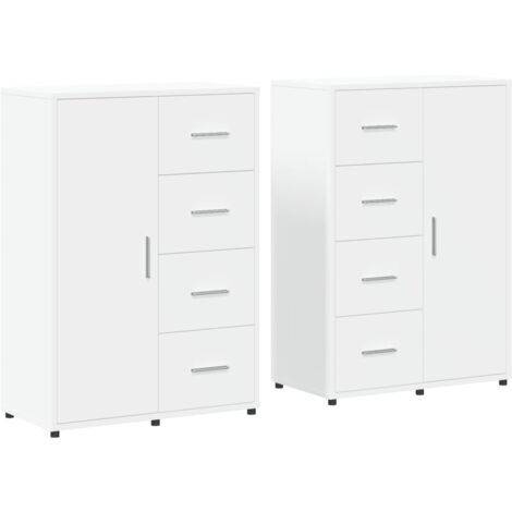 Credenza buffet cassettiera mobile contenitore organizer cucina soggiorno soggiorni set da 2 60 x 31 x 84 cm legno composito bianco 020036679