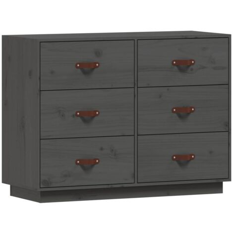 Credenza buffet cassettiera mobile contenitore organizer cucina soggiorno soggiorno 100 x 40 x 75 cm legno massello di pino grigio 020031765