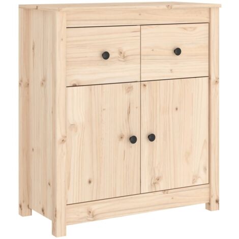 Credenza buffet cassettiera mobile contenitore organizer cucina soggiorno soggiorno 70 x 35 x 80 cm massello di pino nero marrone 020029647