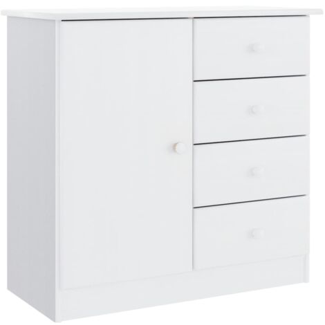 Credenza buffet cassettiera mobile contenitore organizer cucina soggiorno soggiorno 77 x 35 x 73 cm legno massello di pino bianco 020029681