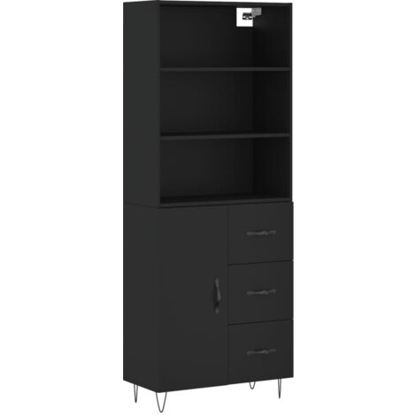 Credenza buffet cassettiera mobile contenitore organizer cucina soggiorno soggiorno alto 69,5 x 34 x 180 cm multistrato nero 020035028