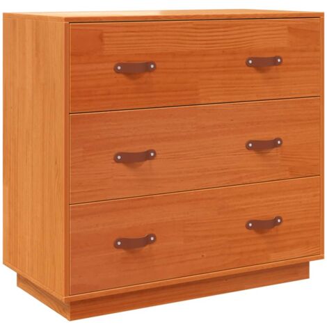 Credenza buffet cassettiera mobile contenitore organizer cucina soggiorno soggiorno cera 80 x 40 x 75 cm legno di pino massiccio marrone 020031743