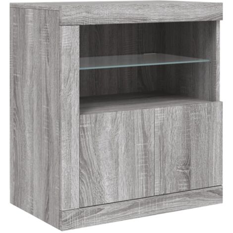 Credenza buffet cassettiera mobile contenitore organizer cucina soggiorno soggiorno con luci a LED Sonoma 60,5 x 37 x 67 cm grigio 020030079