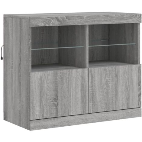 Credenza buffet cassettiera mobile contenitore organizer cucina soggiorno soggiorno con luci a LED Sonoma 81 x 37 x 67 cm grigio 020030084