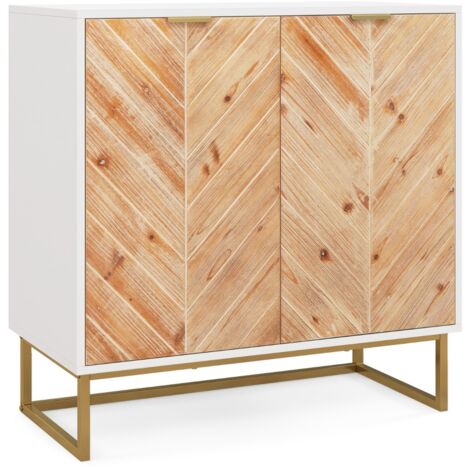 Credenza buffet con storage con piedini antiscivolo per soggiorno, Tavolino con ante e ripiano Bianco