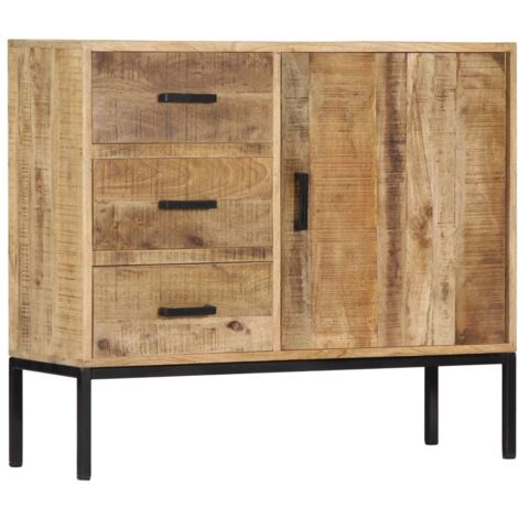 Credenza buffet consolle mobile contenitore 88 cm in legno massello di mango