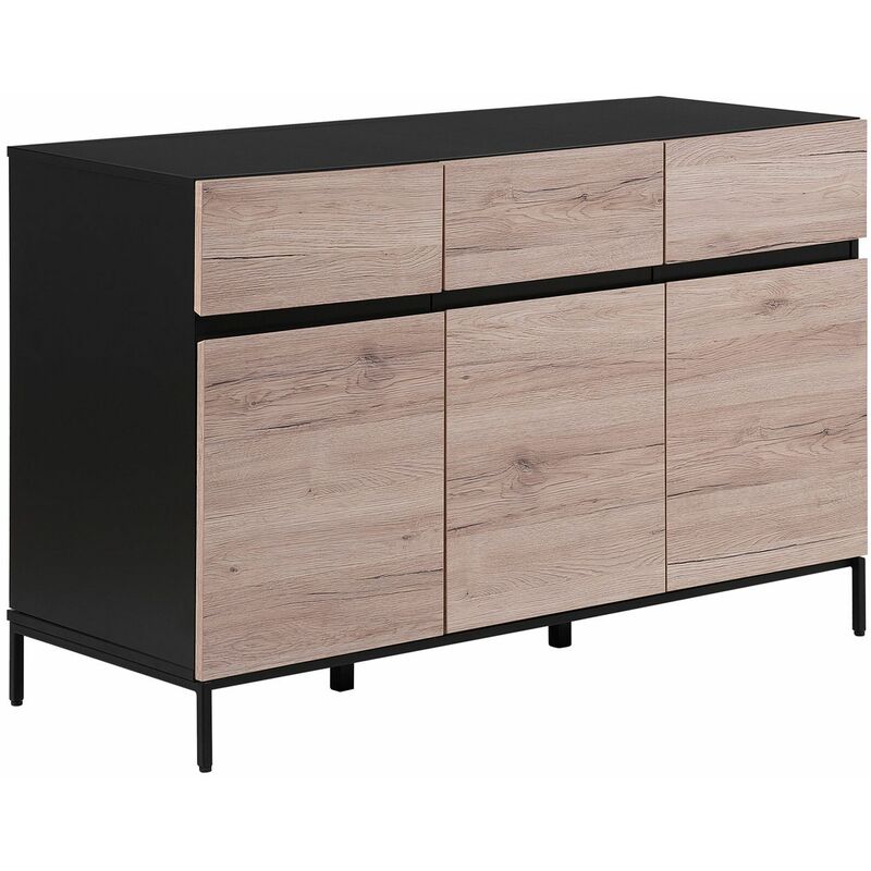 Beliani Credenza Nera e Color Legno Scuro Kuro