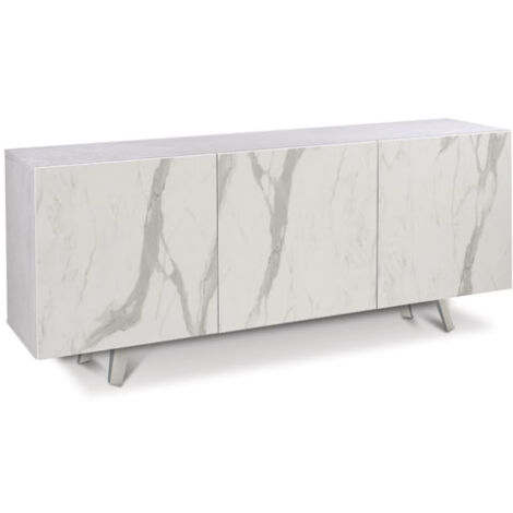 Credenza buffet moderna bianca con tre ante in marmo