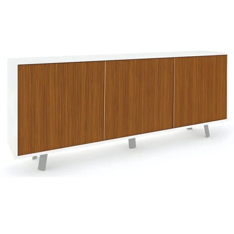 Credenza buffet moderna bianca con tre ante in rovere