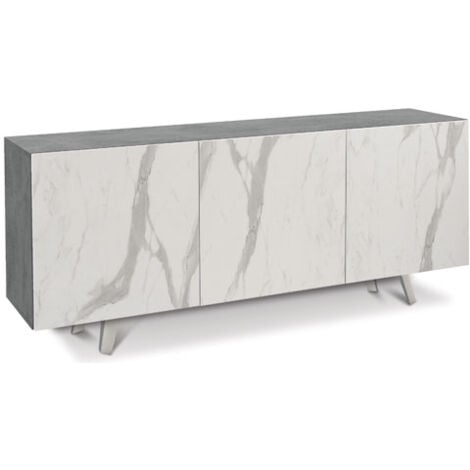 Credenza buffet moderna cemento con tre ante in marmo