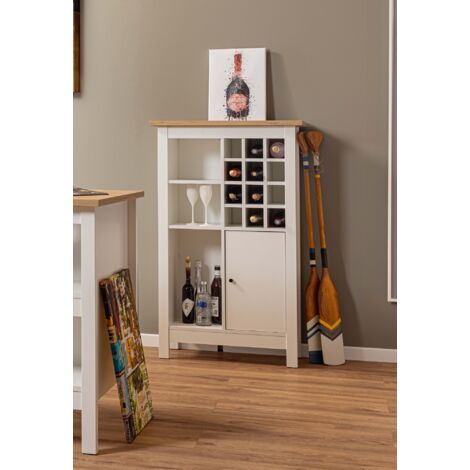 Credenza Cantina Porta Vino Bianco Rovere 76,8 x 33 x 124,4 cm