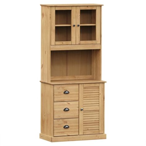 Credenza cassettiera armadio contenitore organizer cucina soggiorno salotto alto 78 x 40 x 175 cm legno massello di pino marrone 020035657
