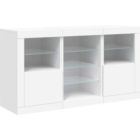 Credenza cassettiera armadio contenitore organizer cucina soggiorno soggiorno con luci a LED 123 x 37 x 67 cm Bianco 020029827