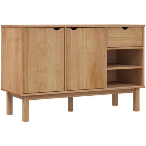 Credenza cassettiera cassettiera mobile contenitore organizer cucina soggiorno soggiorno 114 x 43 x 73,5 cm legno di pino massiccio marrone 020036184