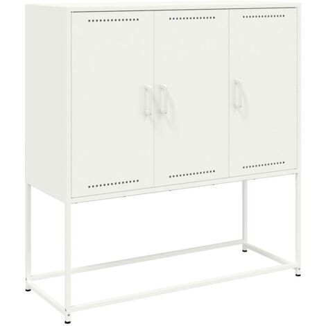 Credenza cassettiera cassettiera mobile contenitore organizer cucina soggiorno soggiorno alto 100,5 x 39 x 107 cm acciaio bianco 020032251