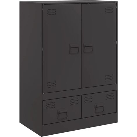Credenza cassettiera cassettiera mobile contenitore organizer cucina soggiorno soggiorno alto 67 x 39 x 95 cm acciaio nero 020034953